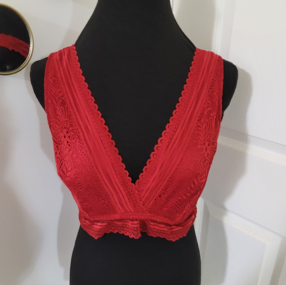 Maurice Red Lace Bralette Bra Super Sexy Size XL